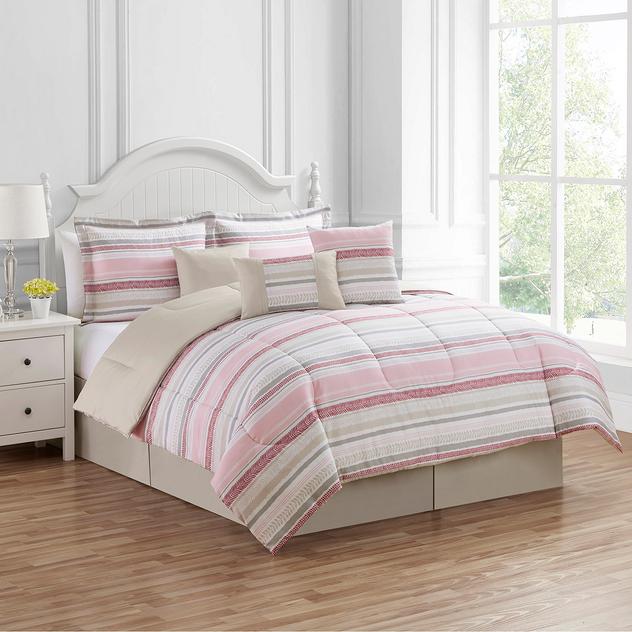Ashley Cooper™ Leaf Stripe Reversible 7pc. Comforter Set