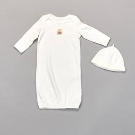Baby Unisex (NB-3M) Little Me Gentle Bear Gown with Hat