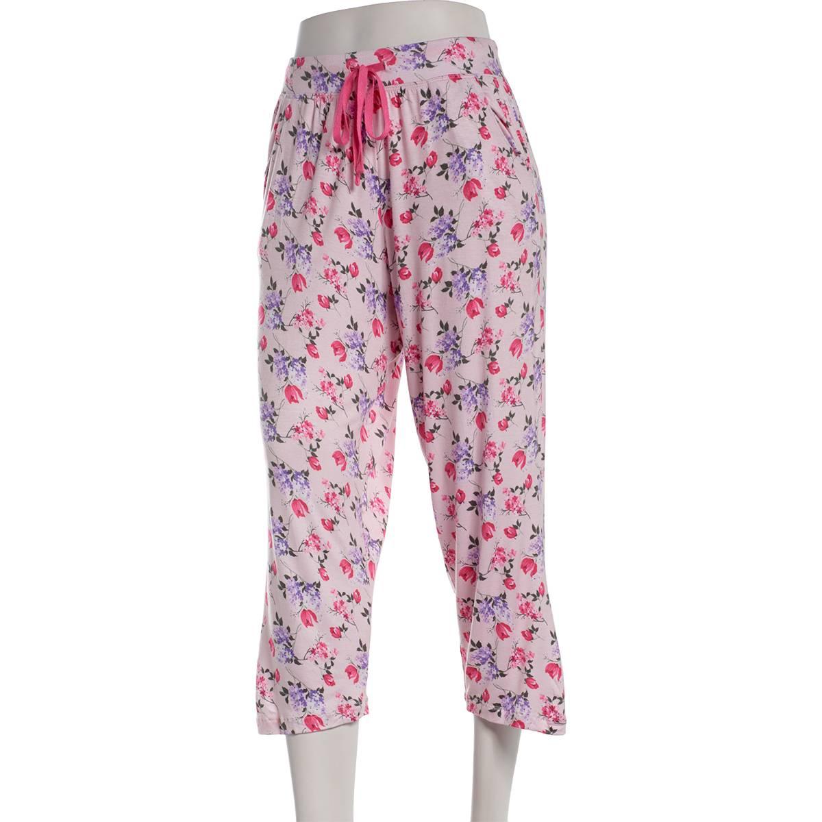 Womens René Rofé® Floral Capri Pajama Pants - Pink