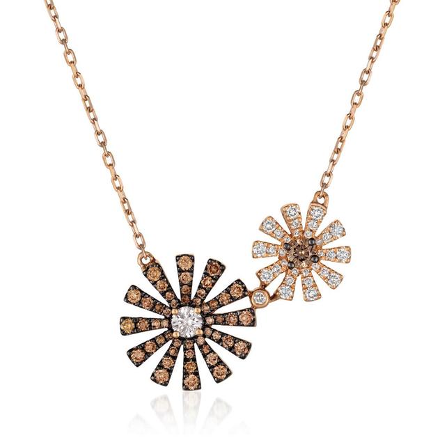 Le Vian® 14kt. Rose Gold 1 1/6ctw. Diamond Starburst Pendant