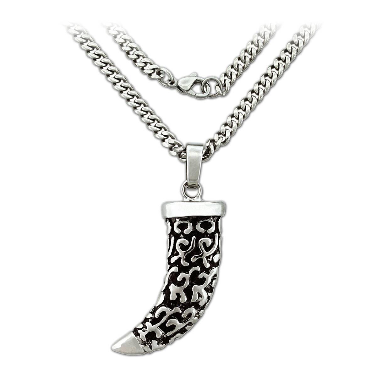 Mens Forever New Stainless Steel Oxidized Horn Pendant