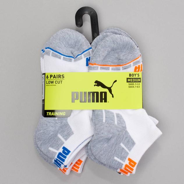 Boys Puma® 6pk. Terry Low Cut Socks - White/Grey