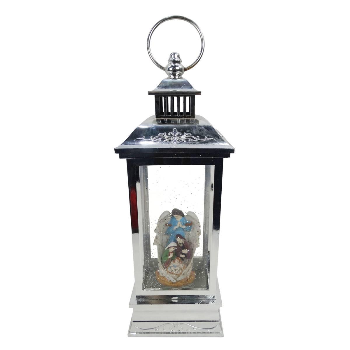 Alpine LED Angel Nativity Lantern Snowglobe
