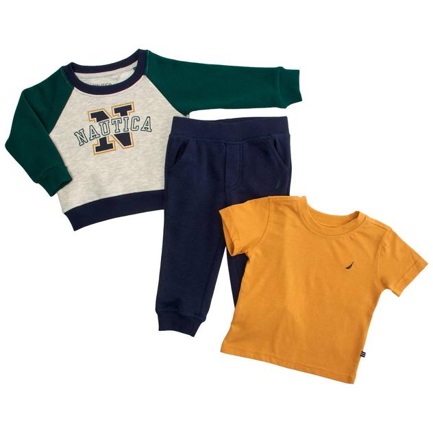 Toddler Boy Nautica 3pc. Sweatshirt Tee & Joggers Set