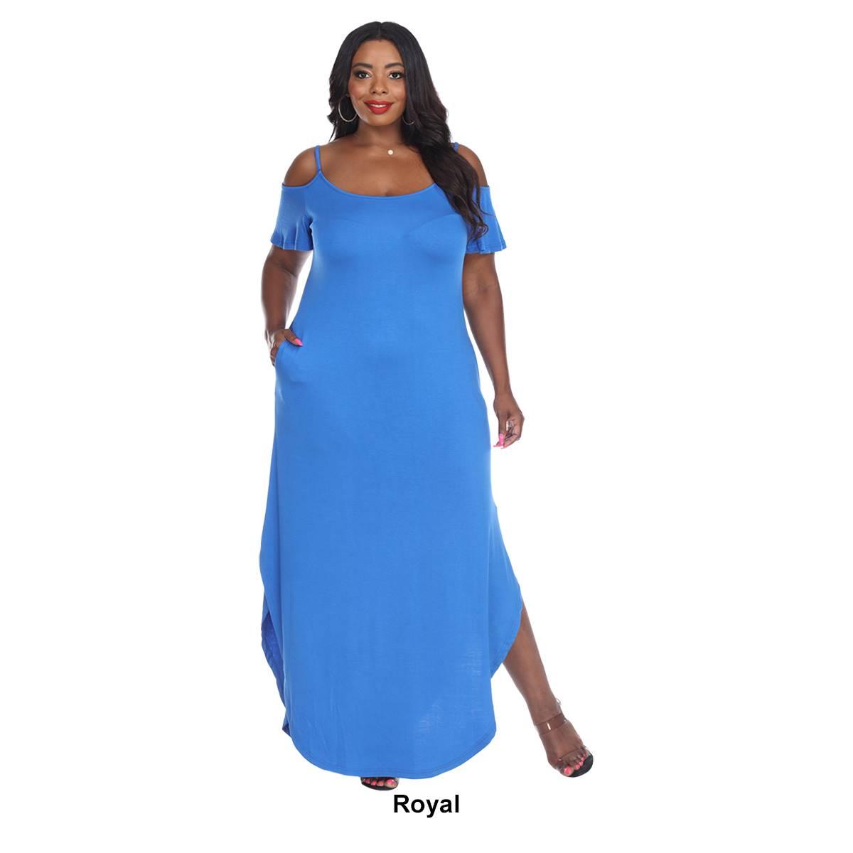 Plus Size White Mark Cold Shoulder Scoop Neck Maxi Dress