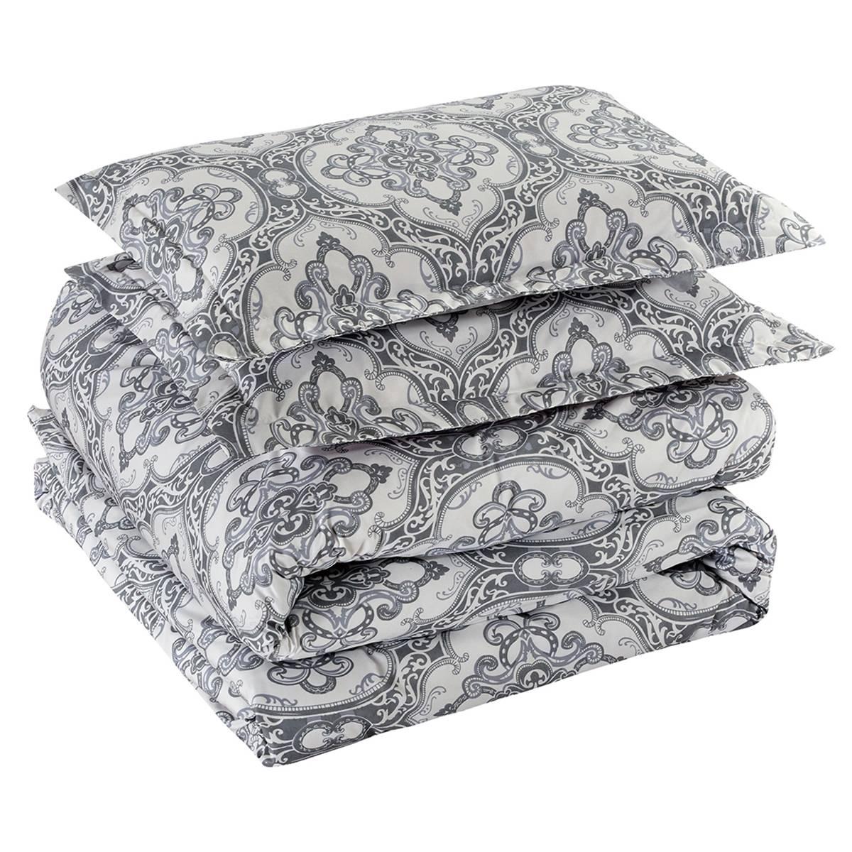 Bibb Home Damask 4pc. Duvet & Down Alternative Comforter Set