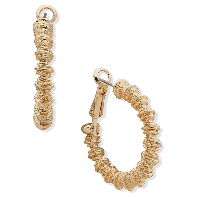 Gloria Vanderbilt Gold-Tone Textured Disc Hoop Earrings