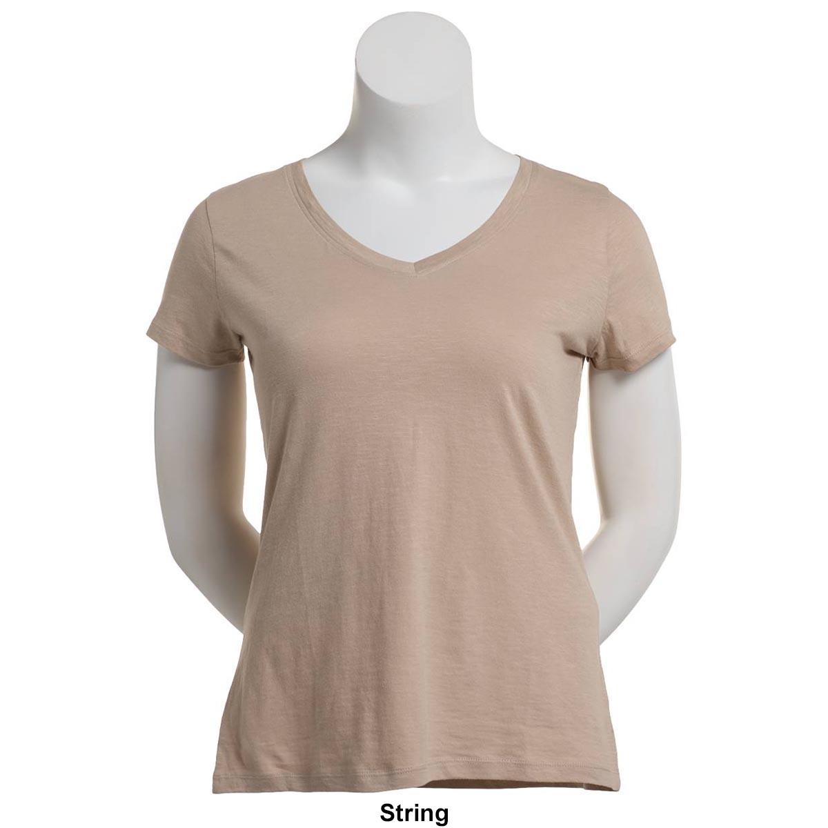 Petite Architect® Short Sleeve Slub V-Neck Tee