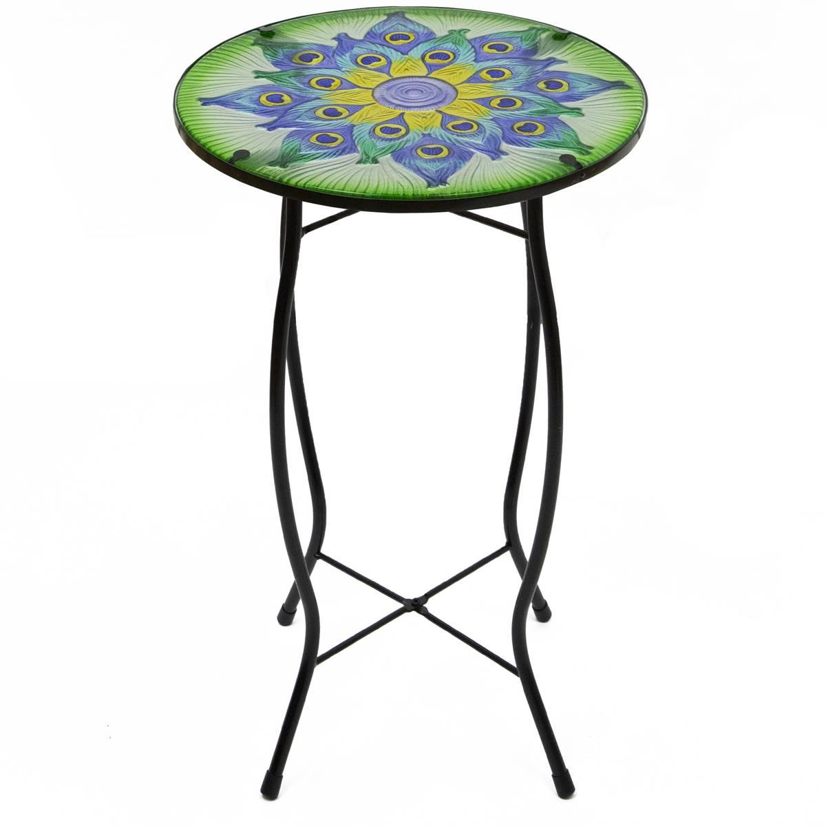 Northlight Seasonal 19in. Peacock Flower Tail Patio Side Table